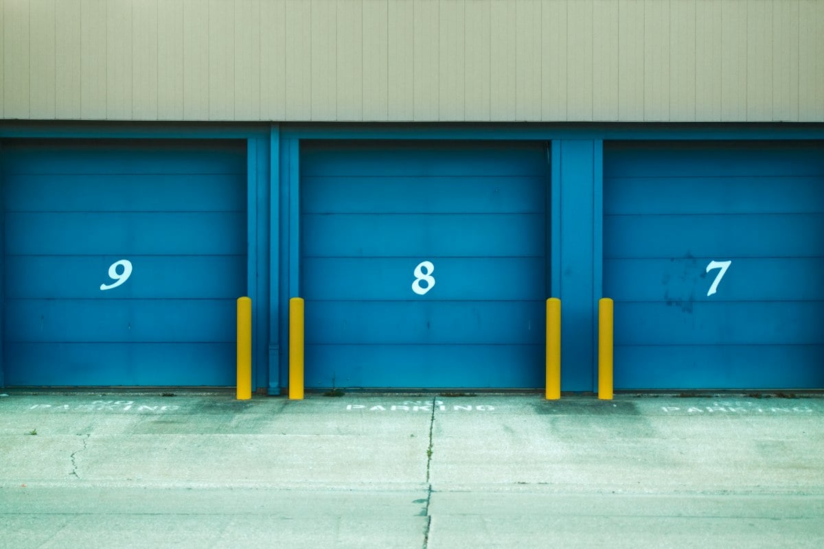 Commercial building with roller doors